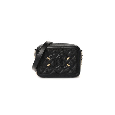 CHANEL CC FILIGREE VANITY CLUTCH WITH CHAIN BLACK A84452 (14*10*6cm)